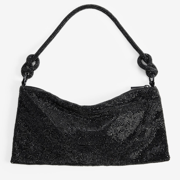 Express Bags Nwot Express Rhinestone Knot Strap Slouch Bag Black